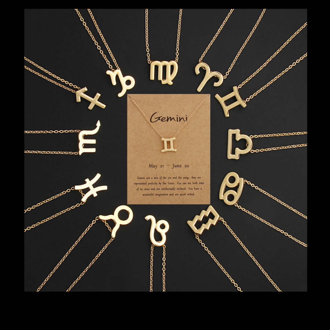 Elegant 14K Gold Plated Zodiac  Gemini Sign Pendant.