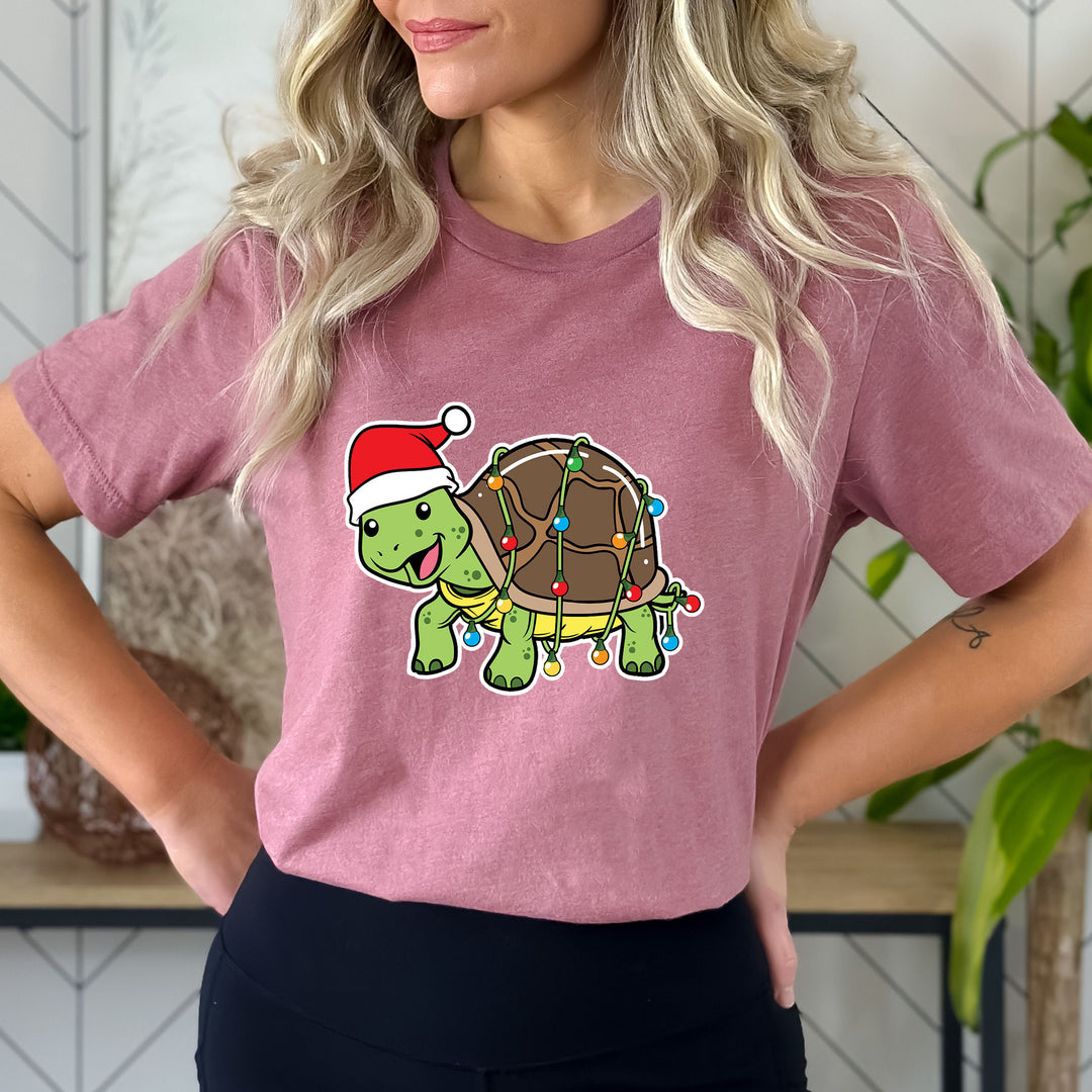 Christmas Turtle With Lights- Bella canvas