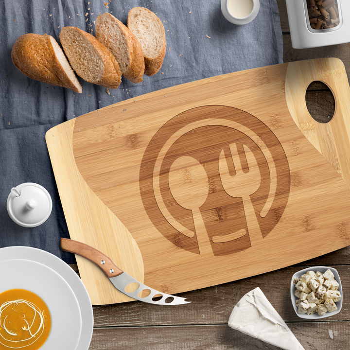 "SPOON & FORK" Bamboo Cutting Board