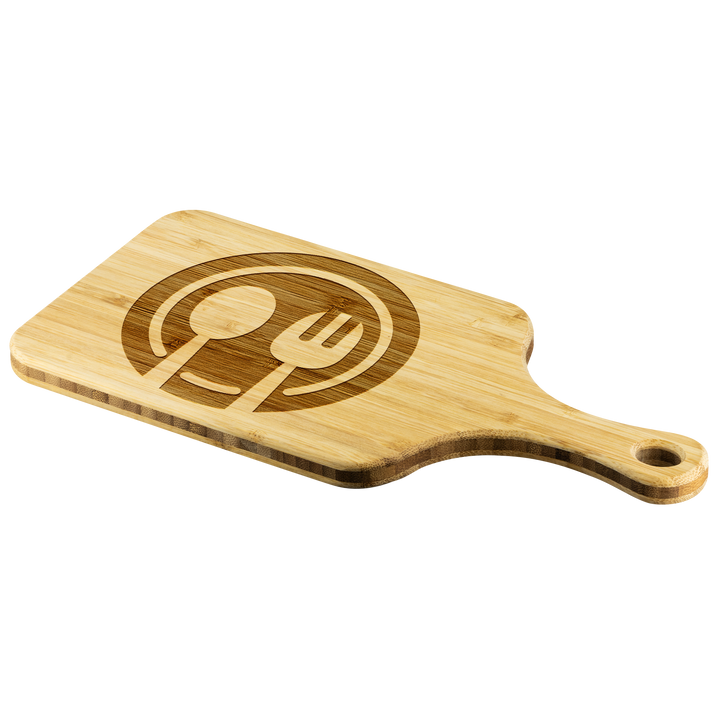 "SPOON & FORK" Wood Cutting Board With Handle