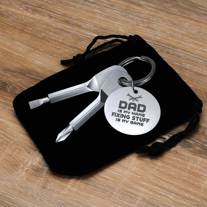 Screwdriver Keychain "DAD IS MY NAME FIXING"