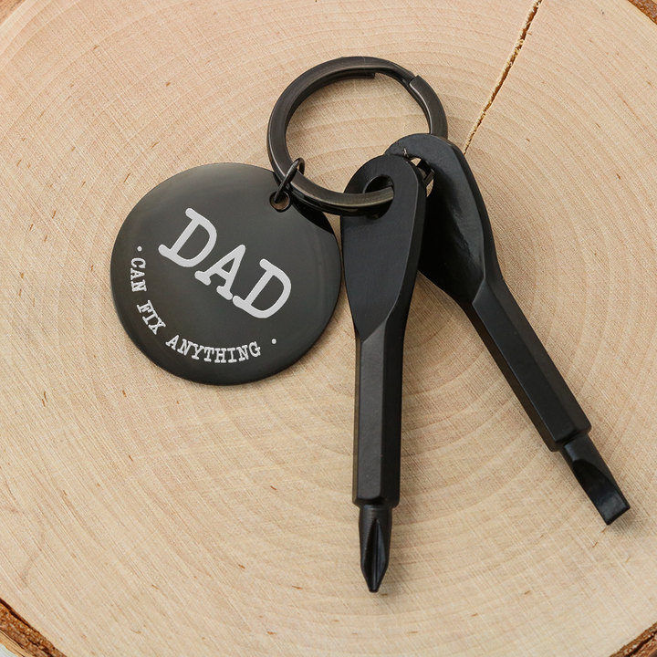 Screwdriver Keychain "Dad can fix anything"