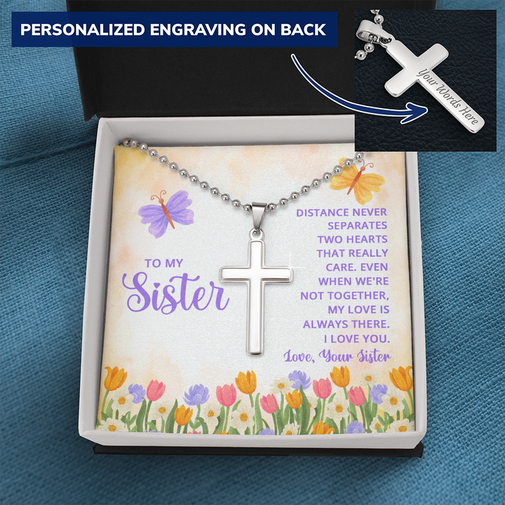 Personalized Cross Necklace For Sister