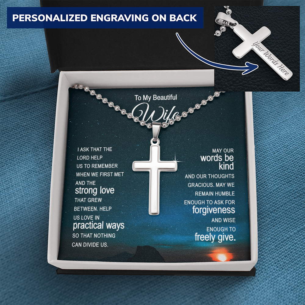 Personalized Cross Necklace For Wife