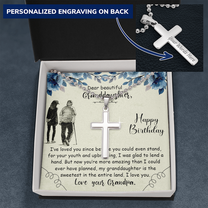 Personalized Cross Necklace for Granddaughter