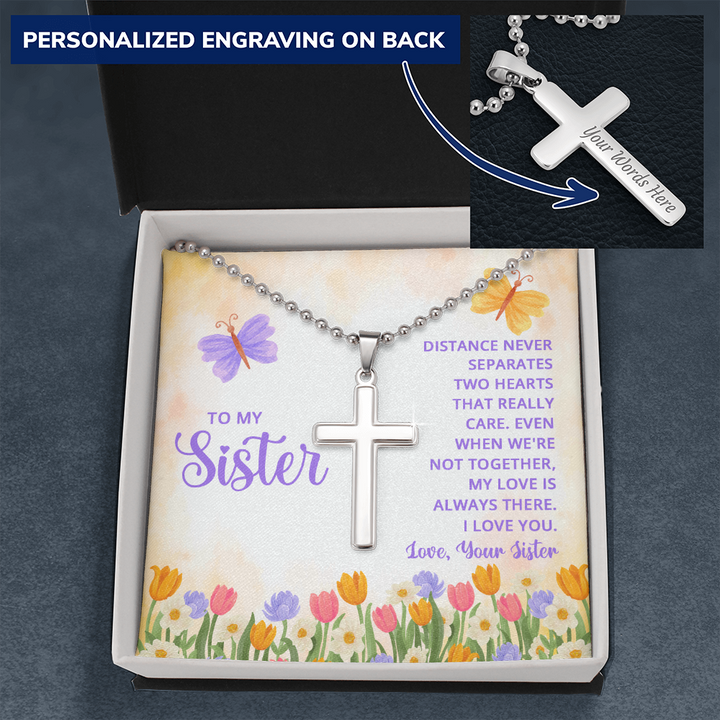 Personalized Cross Necklace For Sister