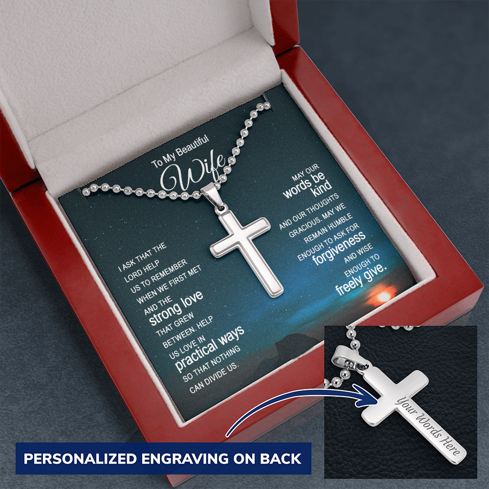 Personalized Cross Necklace For Wife