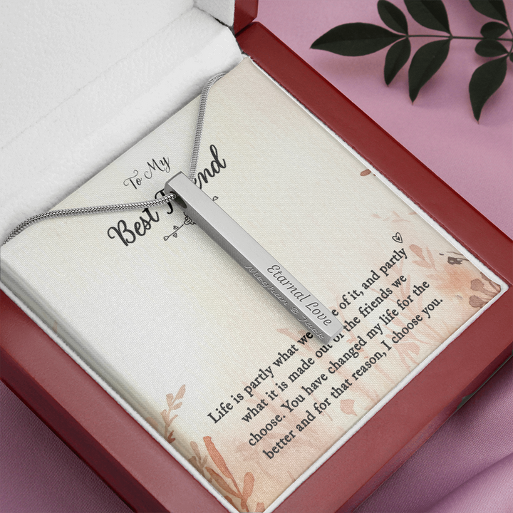 2 Sided Personalized Vertical necklace for Best Friend