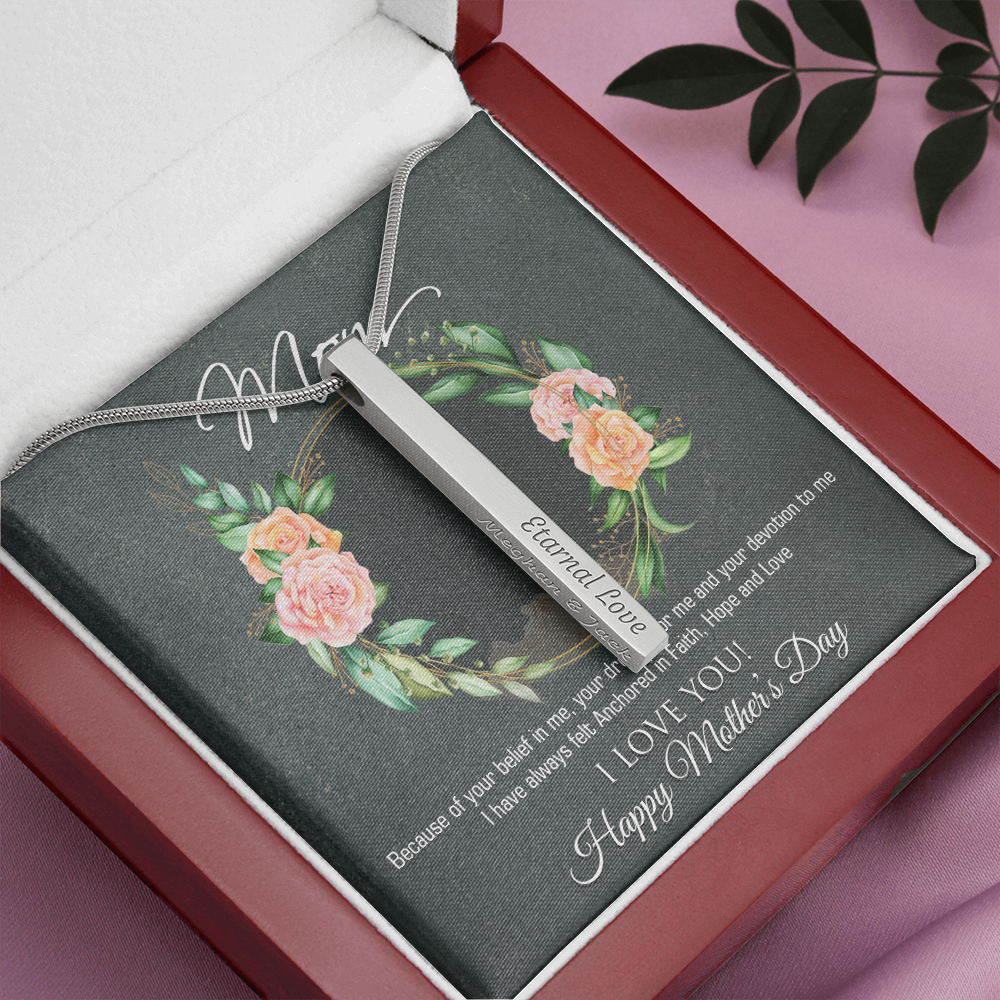 2 sided Personalised vertical necklace for mom