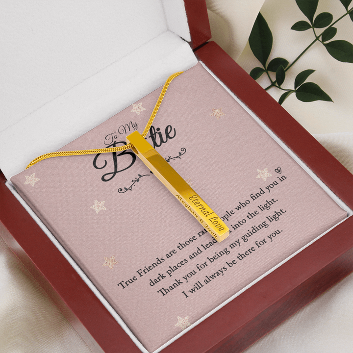 Engraved personalised 4 sided vertical necklace for your bestie