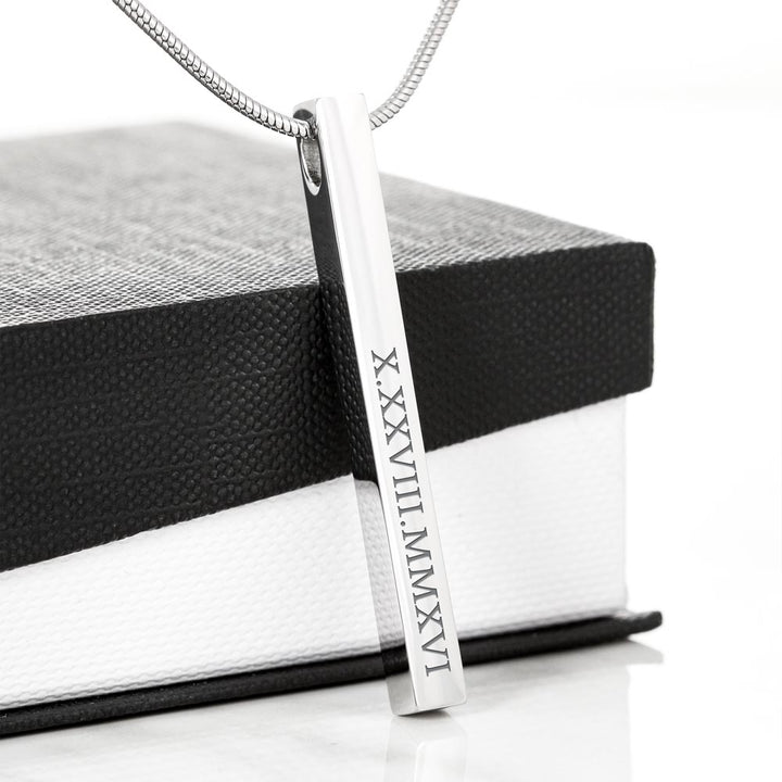 Sister Roman Numeral Vertical Stick Necklace