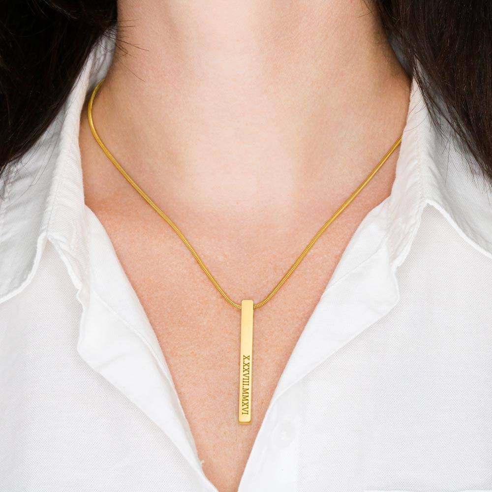 Wife Roman Numeral Vertical Stick Necklace