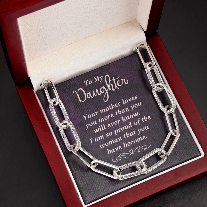 To my daughter-Your mother loves you Forever Linked Necklace