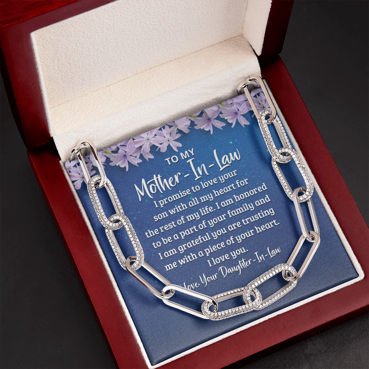 To My Mother-in-law - I promise to love your son with all my heart Forever Linked Necklace
