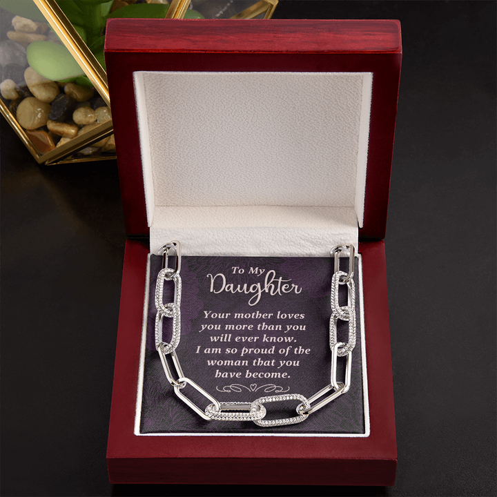 To my daughter-Your mother loves you Forever Linked Necklace