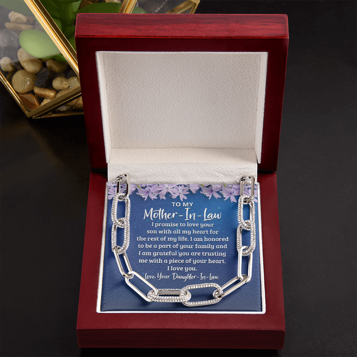 To My Mother-in-law - I promise to love your son with all my heart Forever Linked Necklace