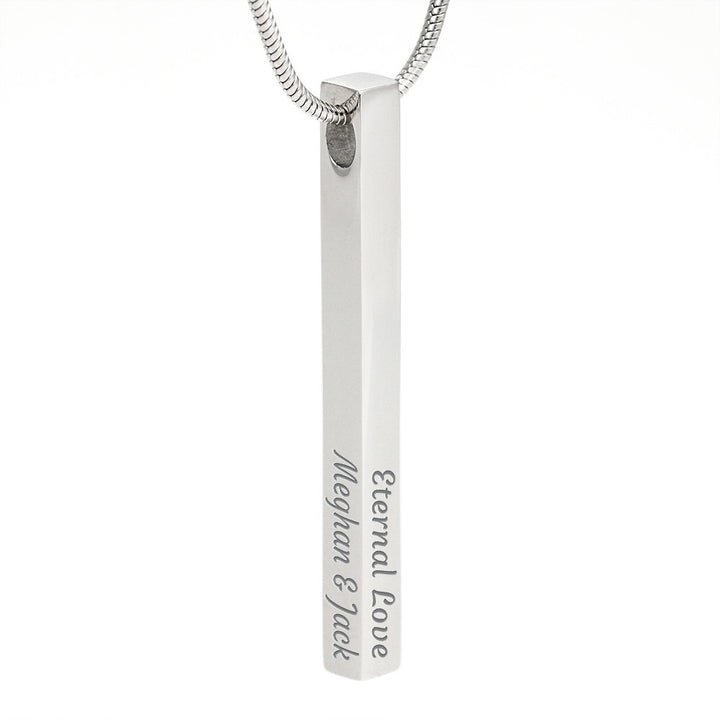 ENGRAVED PERSONALISED 4 SIDED VERTICAL NECKLACE HAPPY BIRTHDAY