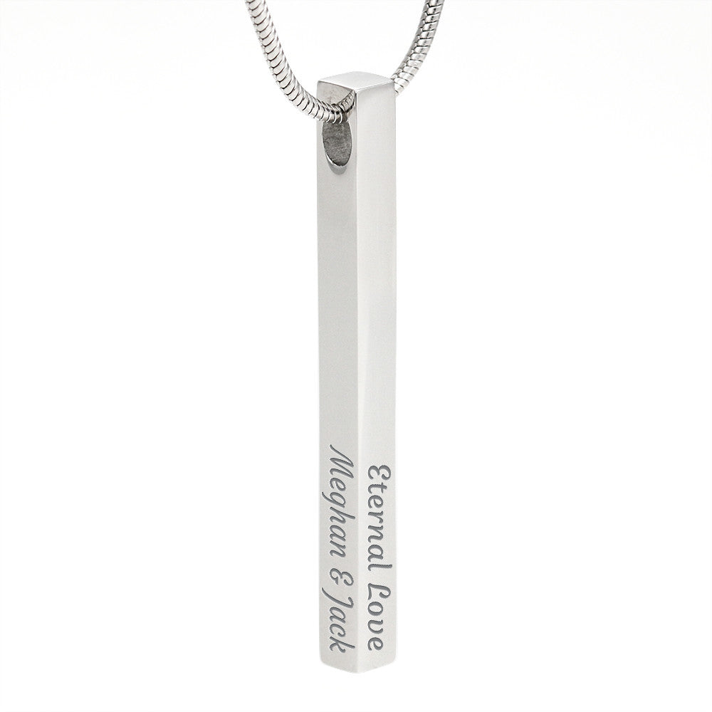 Engraved personalised 4 sided vertical necklace for your bestie