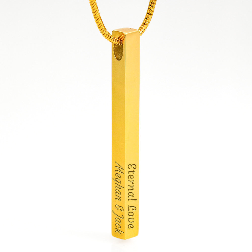 ENGRAVED PERSONALISED 4 SIDED VERTICAL NECKLACE HAPPY BIRTHDAY