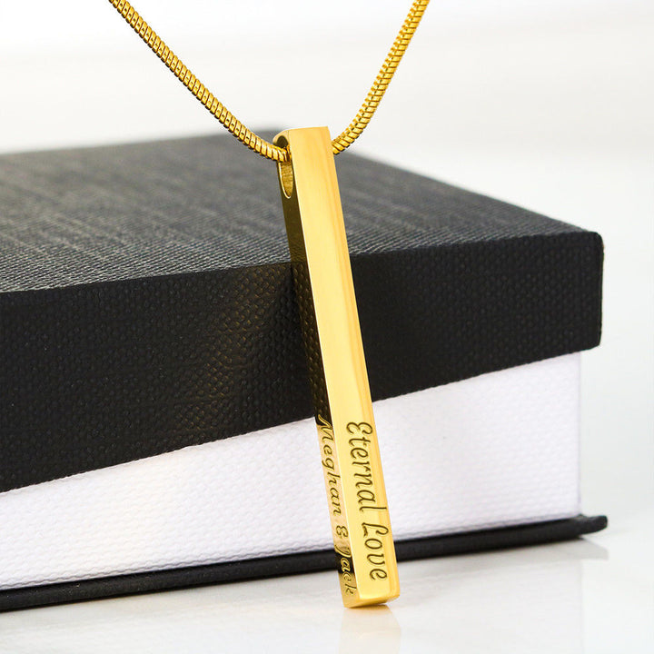 ENGRAVED PERSONALISED 4 SIDED VERTICAL NECKLACE FOR YOUR SON