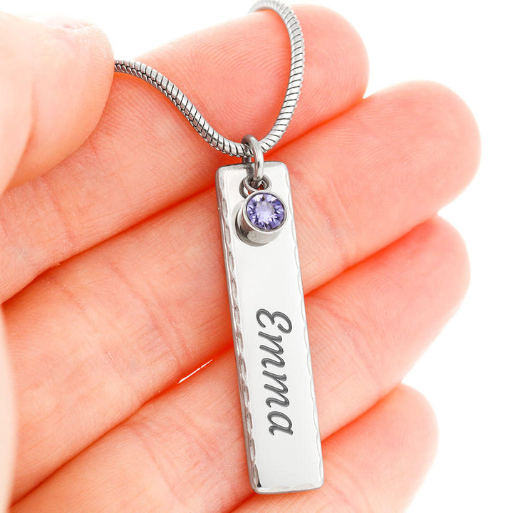 ENGRAVED BIRTHSTONE NAME NECKLACE FOR DAUGHTER