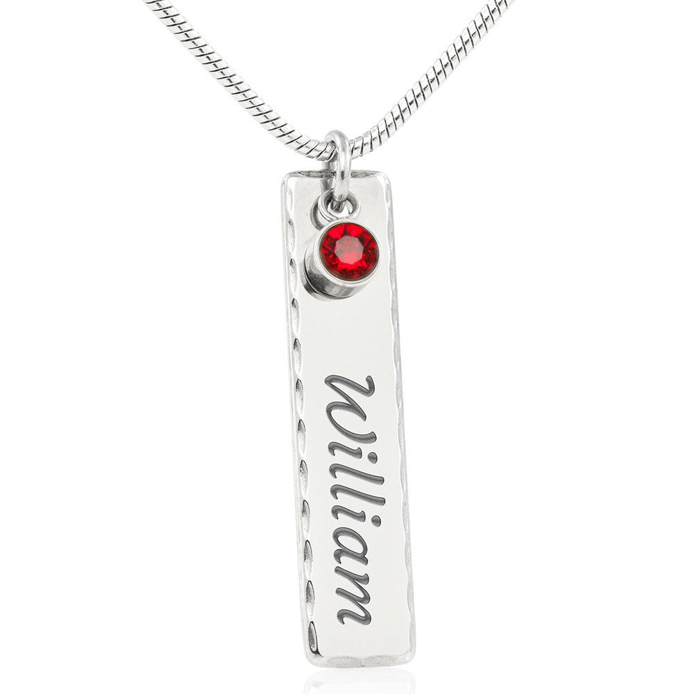 ENGRAVED BIRTHSTONE NAME NECKLACE HAPPY BIRTHDAY